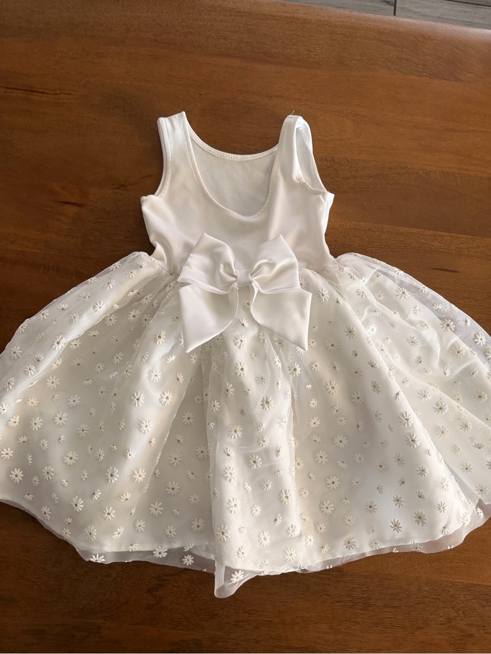 H&M White Floral Embroidered Tulle Dress with Bow